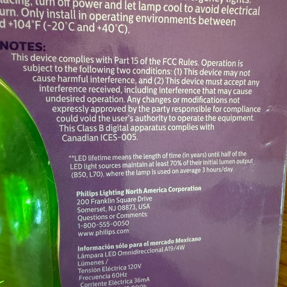 Philips Party LED Green Light A19 Blub - Set of Four (4)